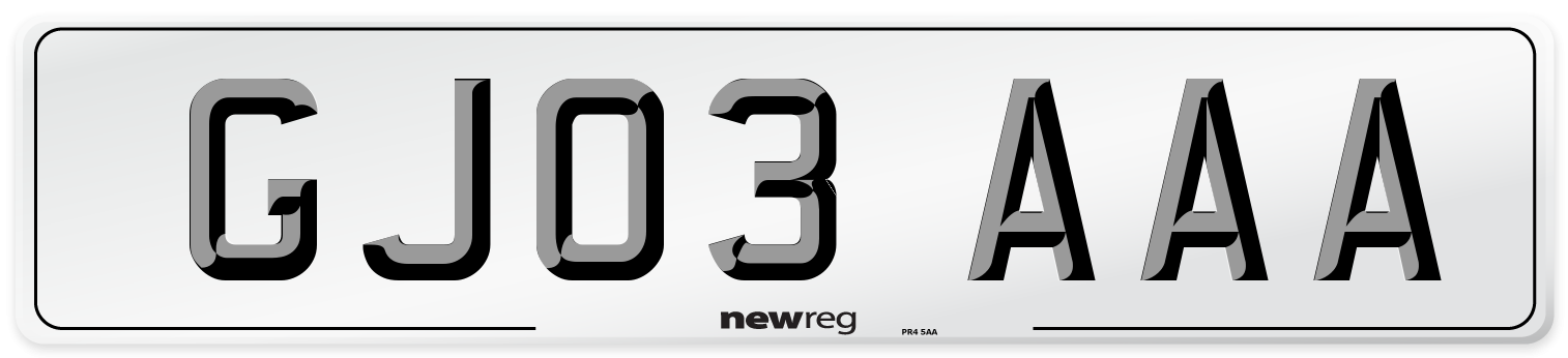 GJ03 AAA Number Plate from New Reg